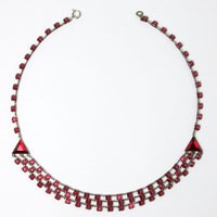 1920s Art Deco Necklace - Ruby Chicklet Festoon Necklace