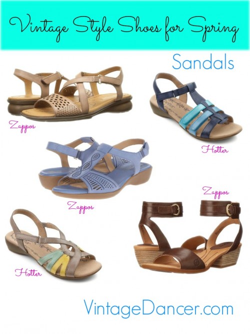 Vintage style sandals : Feel the springtime breeze on your feet in these great sandals! at VintageDancer.com