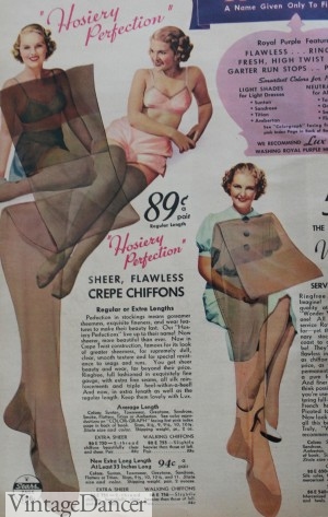 1930s stockings, nylons with back seams