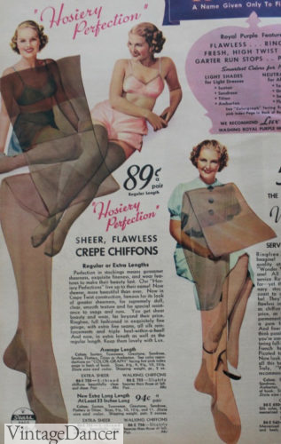1937 taupe and nude sheer stockings