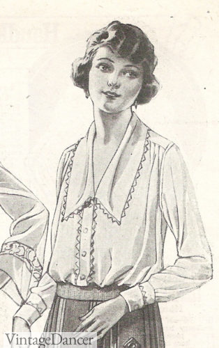 1922 Elongated shawl collar blouse at VintageDancer