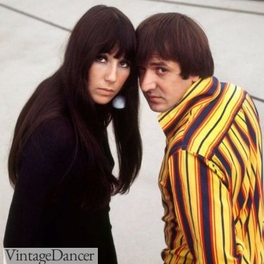 Cher with long hair and bangs 1960s