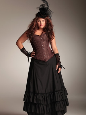 Victorian Steampunk Corset and Ruffle Skirt plus sizes