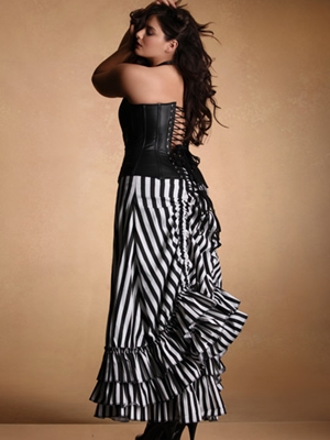 Striped Ruffle Steampunk Skirt Plus Size fashion