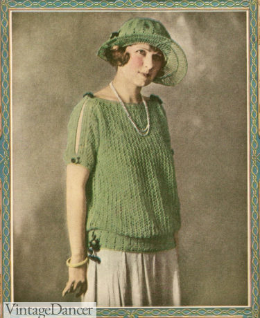 1920s Short sleeves sweater with split sleeves at VintageDancer