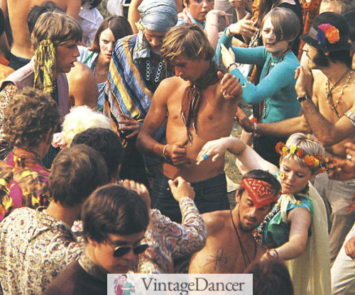 Hippies dance and vibe together in the 1967 Summer of Love