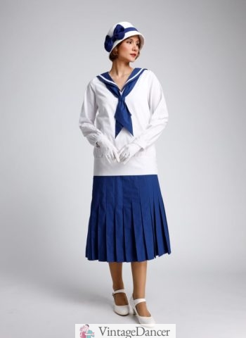 1920s tennis dress middy sailor dress blouse shirt and skirt