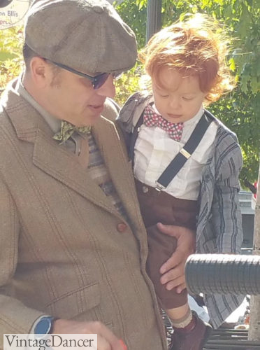Dad and baby tweed riders. Awwww.