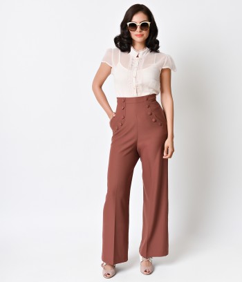 Complete a relaxed, smart casual look in these fabulous 1940s high waist pants at Unique Vintage via VintageDancer.com