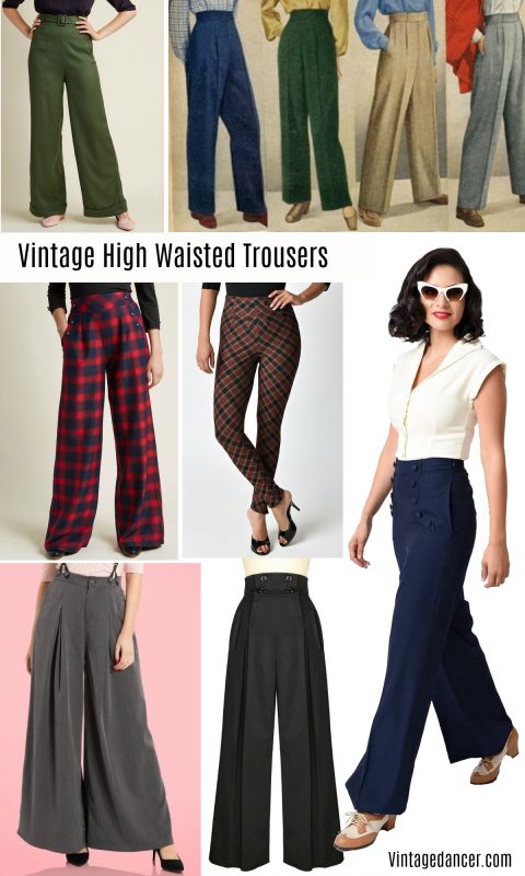 Vintage high waisted trousers & pants - 1930s, 1940s, 1950s, 1960s, 1970s