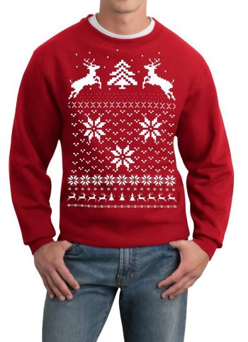 Mens vintage Christmas sweater, red reindeer