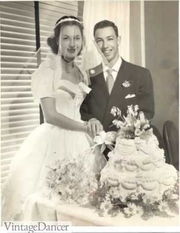 1950s Bolero jacket over sleeveless wedding gown