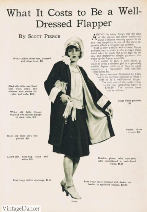 1920s flapper clothing history : What it Costs to be a Well Dressed Flapper in 1926 from Motion Picture Classic