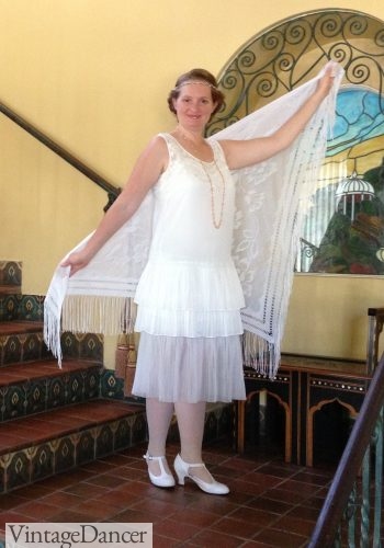 1920s White garden party dress- DIY layered dress and slip