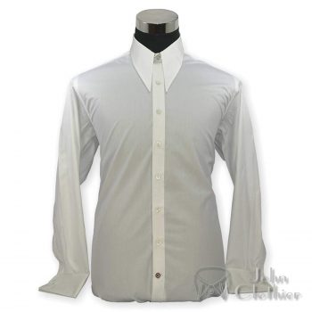 Long spearpoint collar shirt by John Clothier on Amazon (custom made. I haven't tried this one yet)