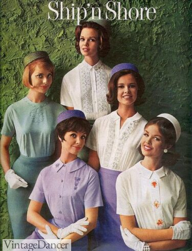 Ship N' Shore blouse ad wearing 1950s pillbox hats