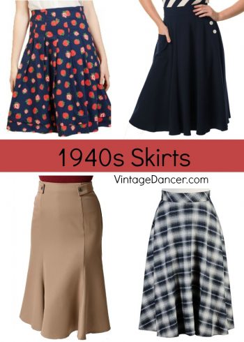 Women's 1940s Skirts, 40s Swing Dancing Skirts, 1940s style A-line Skirts, Pencil Skirts, Peasant Skirts