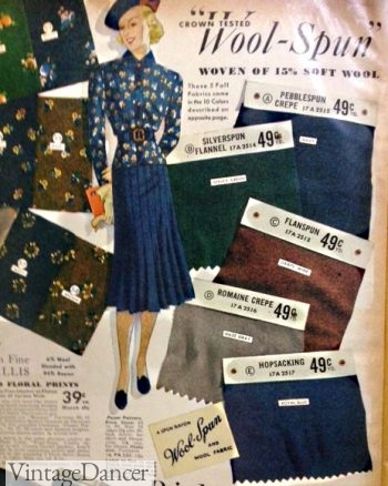 1930s Wool fabric for winter clothing