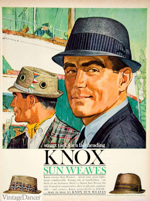 60s mens hats Knox Woven Hats advertisement at VintageDancer